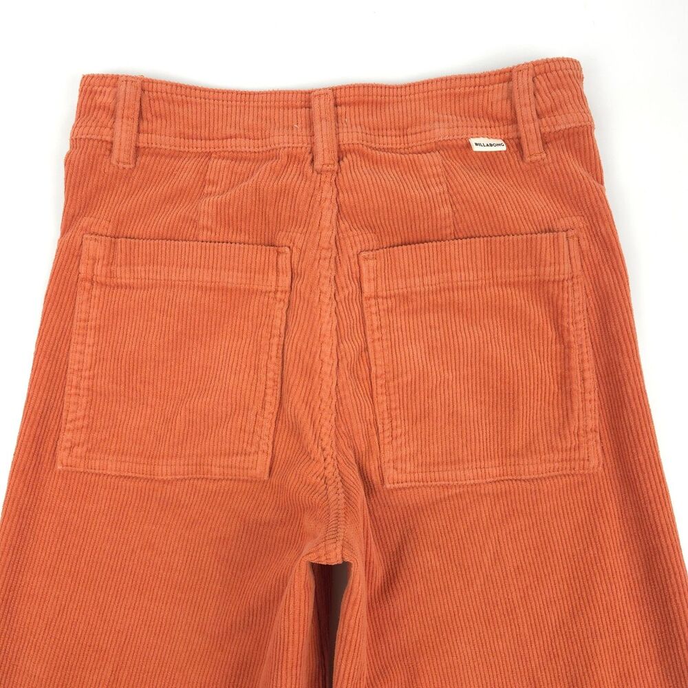 BILLABONG Free Fall Wide Leg Raw Hem Corduroy Pants 70s Beachy Boho VSCO Hipster - Picture 6 of 8